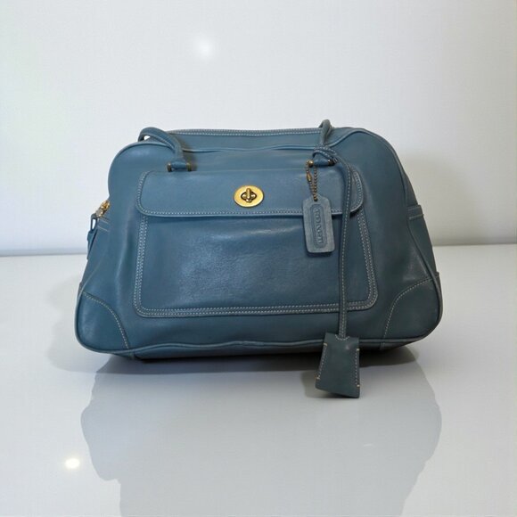 Coach Handbags - Coach Penelope 9766 Blue Leather Satchel Shoulder Bag Authenticated Turn Lock